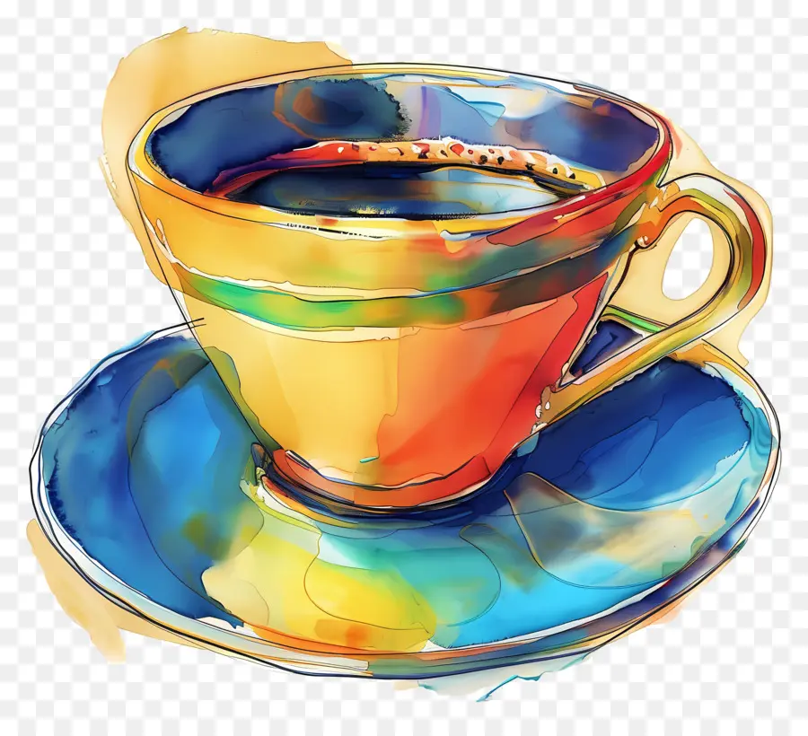 Tasse Et Soucoupe Colorées，Soucoupe PNG