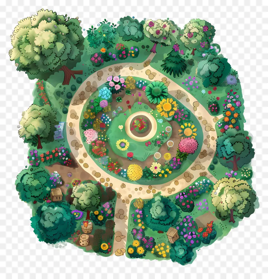 Jardin Vue De Dessus，Jardin PNG