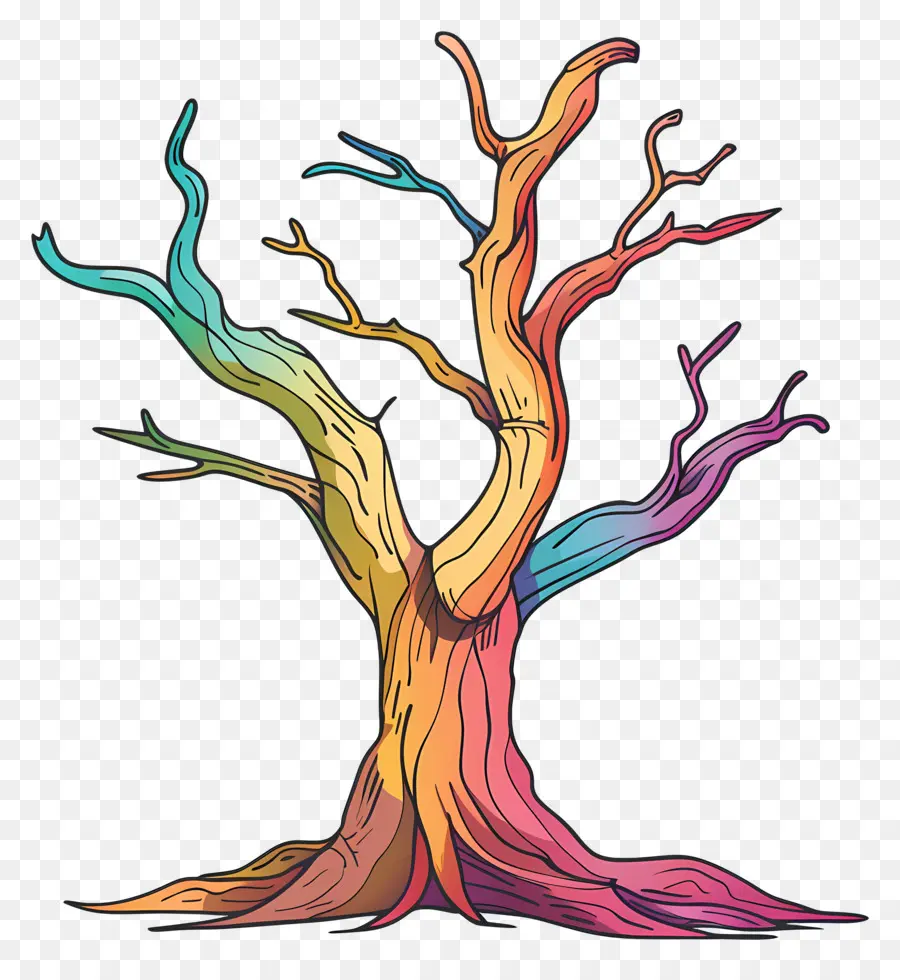 Arbre Coloré，Arc En Ciel PNG