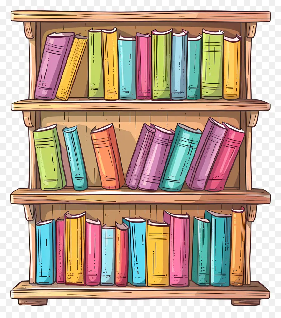 Bibliothèque En Bois，étagère PNG