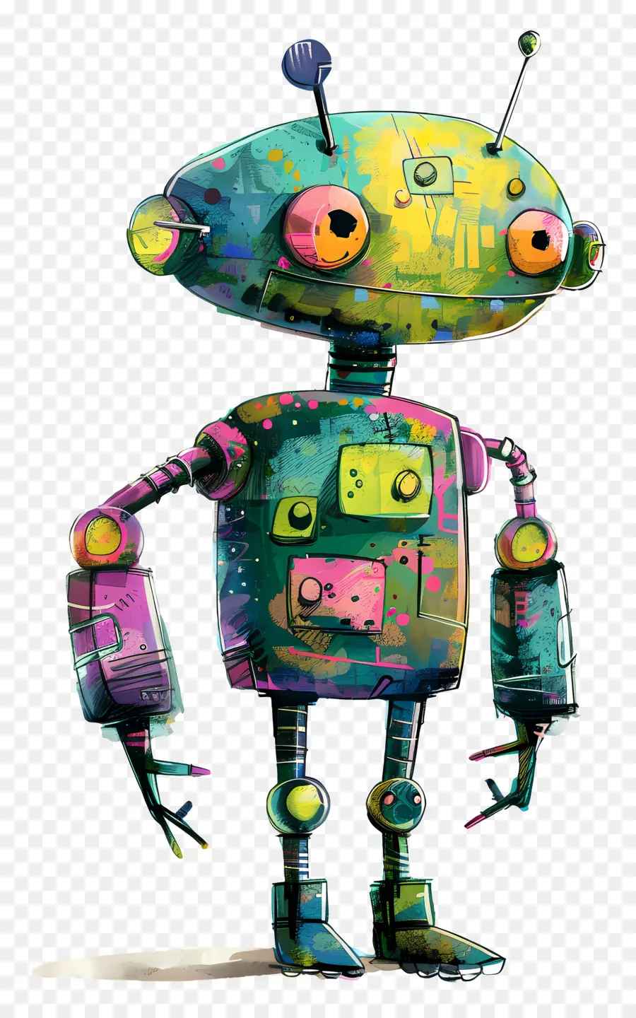 Robot De Dessin Animé，Robot Coloré PNG