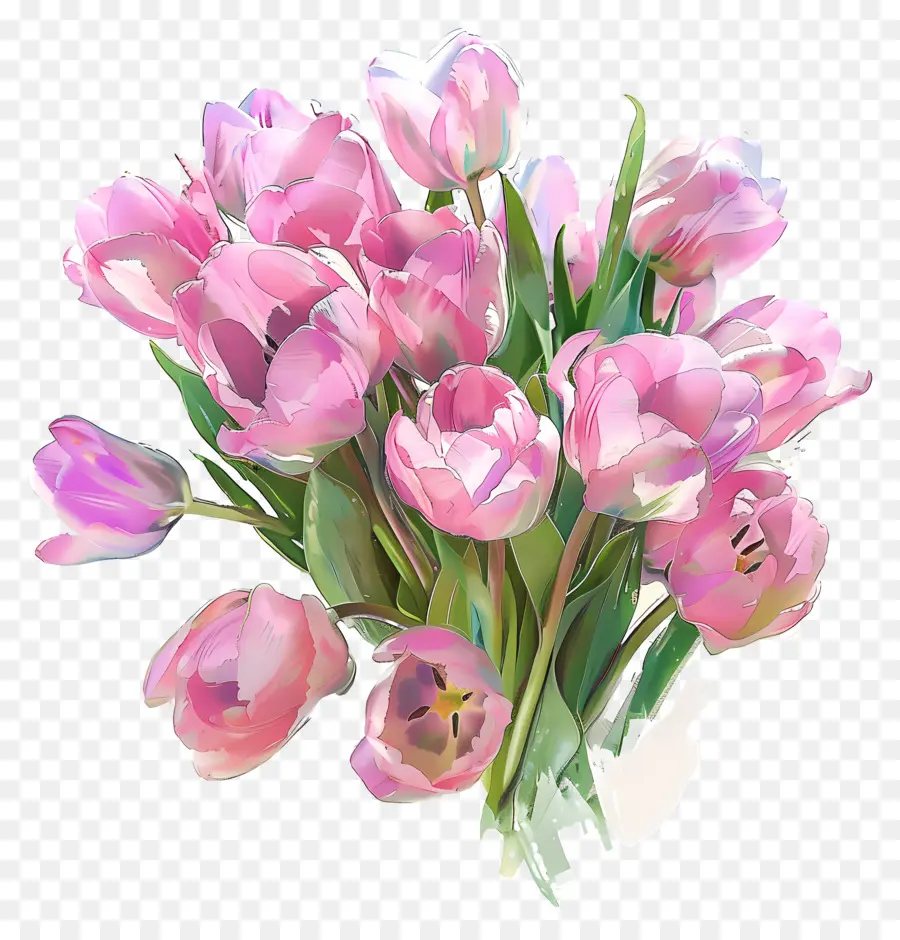 Tulipes Roses，Bouquet PNG