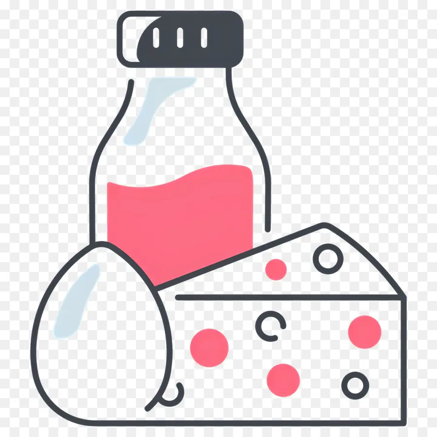 Lait Et Produits Laitiers，Œuf, Fromage Et Bouteille PNG