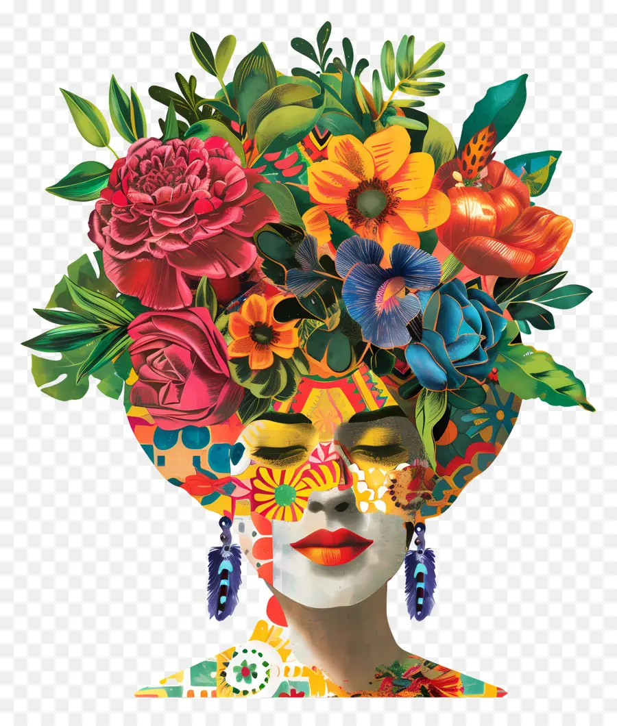 Planteur De Tête，Femme Au Chapeau De Fleurs PNG