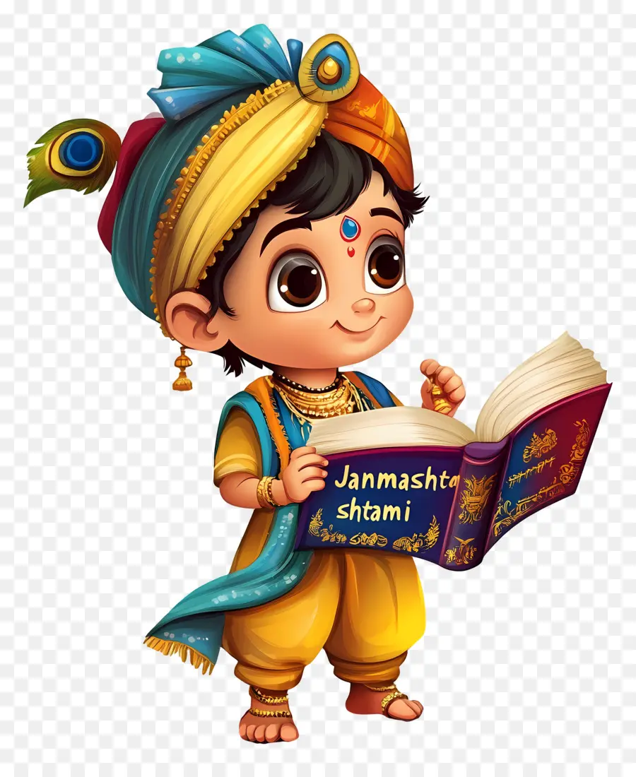 Janmashtami，Garçon Avec Livre PNG