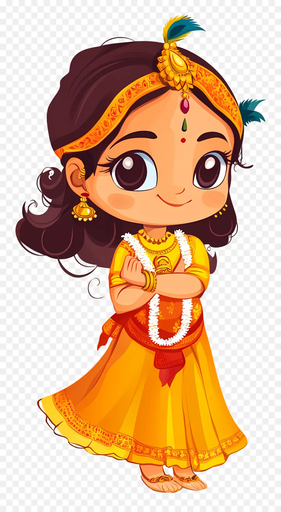 Janmashtami，Jolie Fille En Costume Traditionnel PNG