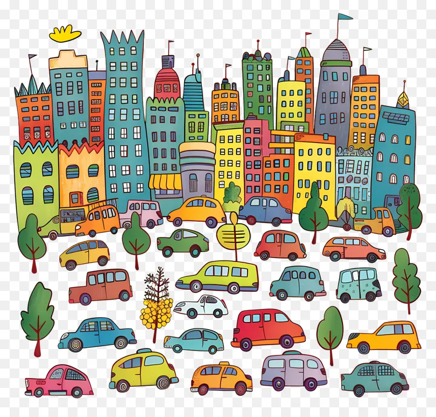 Voitures En Ville，Paysage Urbain PNG