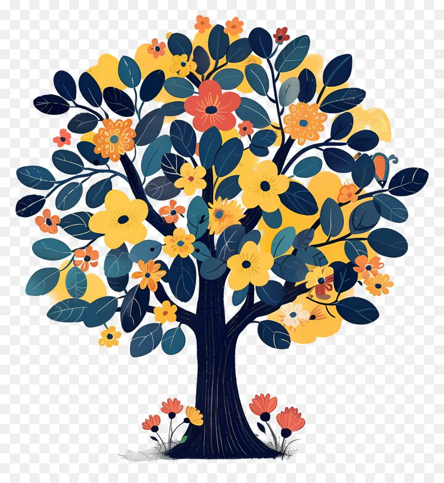 Arbre De Dessin Animé，Arbre En Fleurs PNG