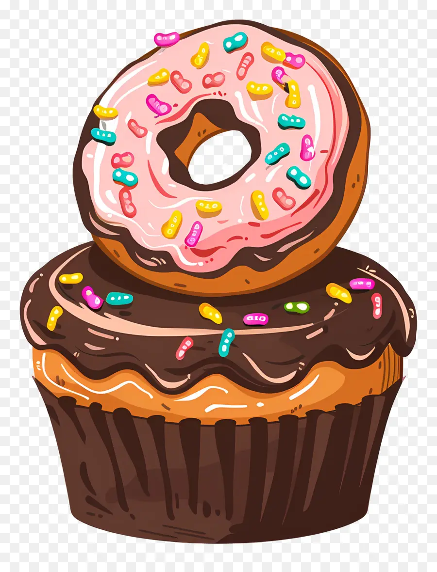 Petit Gâteau Au Chocolat，Cupcake Et Beignet PNG