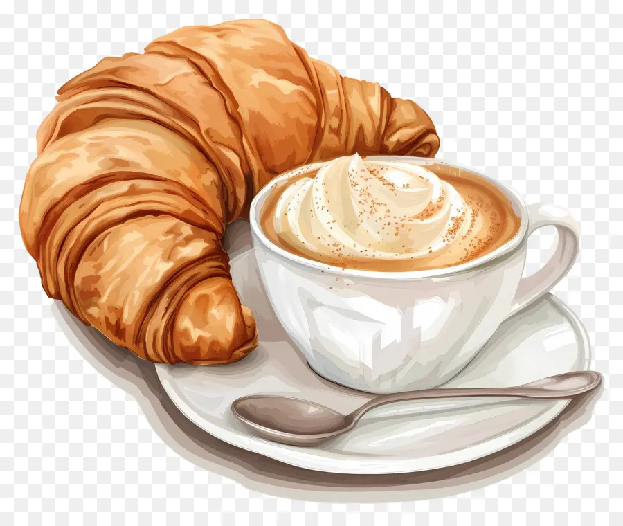 Croissant Avec Du Café，Café Et Croissant PNG