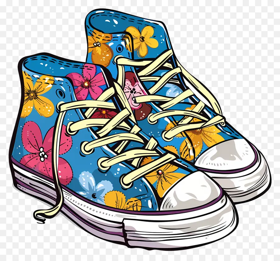 Jolies Chaussures，Baskets Fleuries PNG