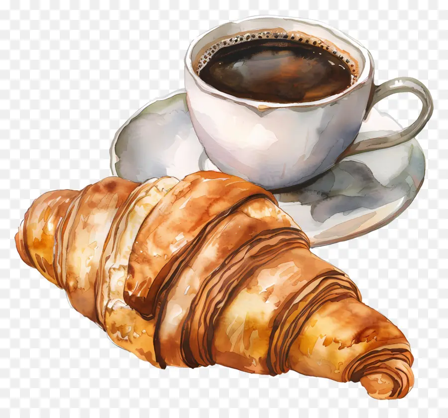 Croissant Avec Du Café，Café Et Croissant PNG