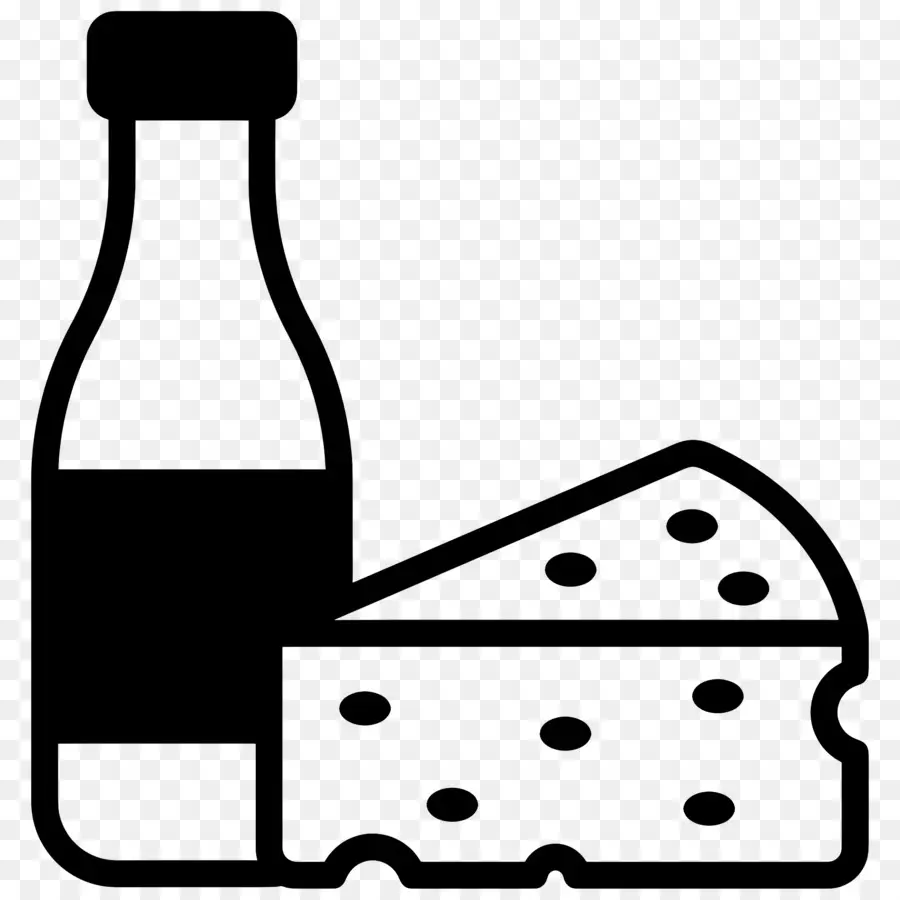 Lait Et Produits Laitiers，Bouteille Et Fromage PNG