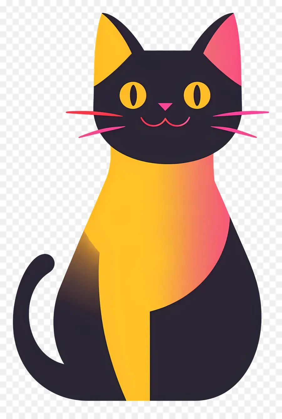 Chat De Dessin Animé，Chat Noir Et Jaune PNG