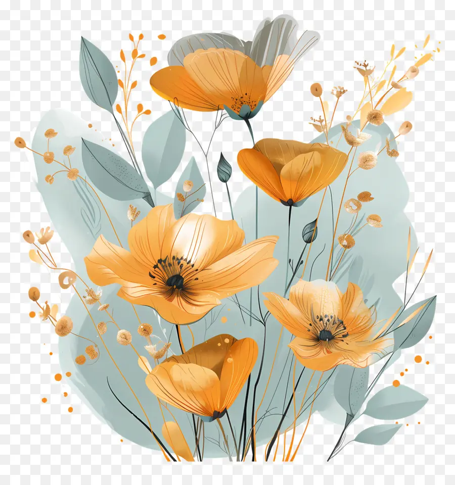 Fleurs D'or，Fleurs PNG