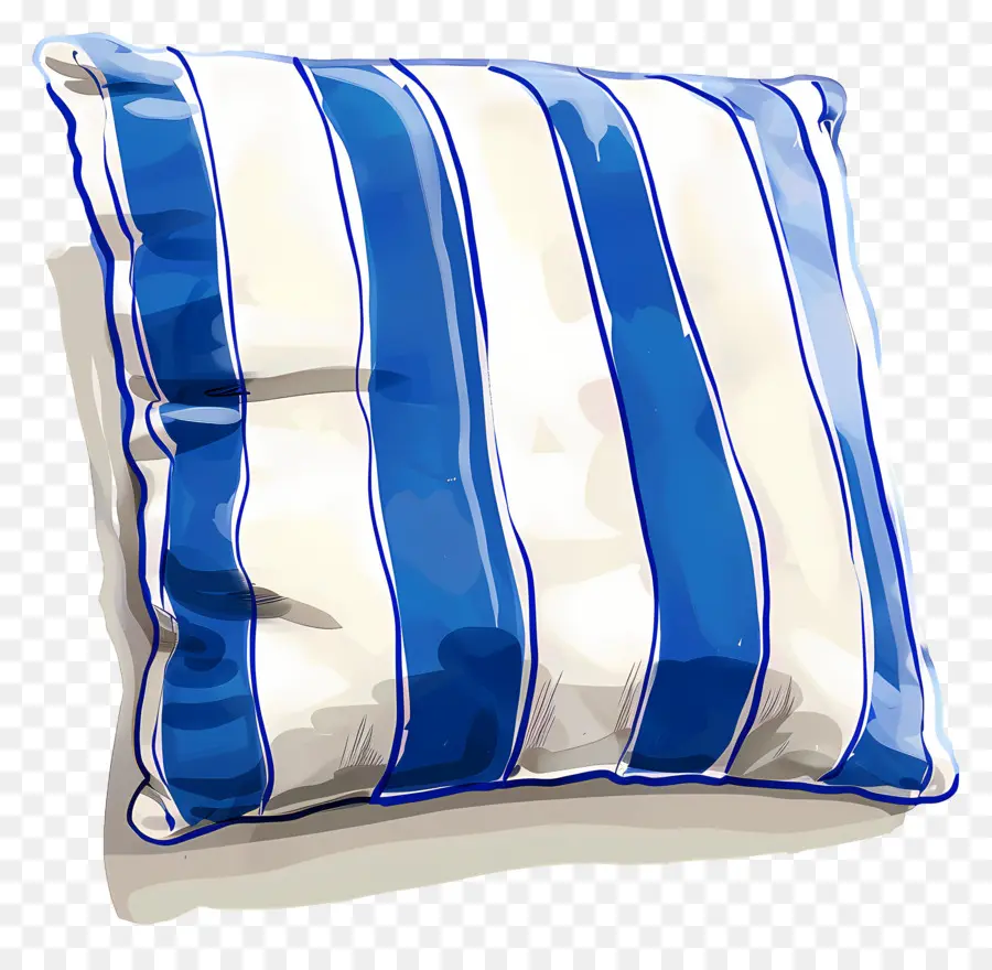 Coussin Carré，Oreiller à Rayures Bleu Et Blanc PNG