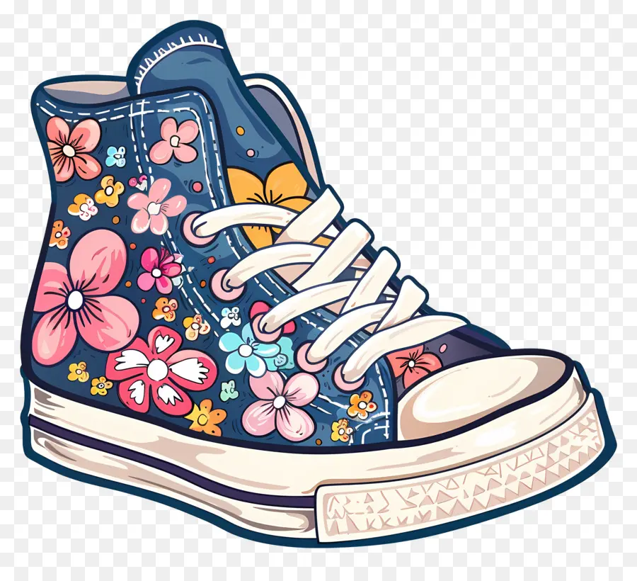 Jolies Chaussures，Baskets Fleuries PNG