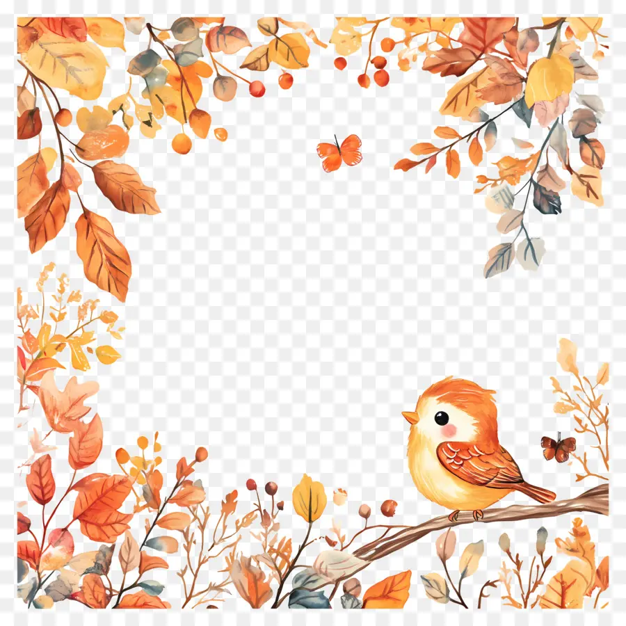 Automne Image，L'oiseau Sur La Branche PNG