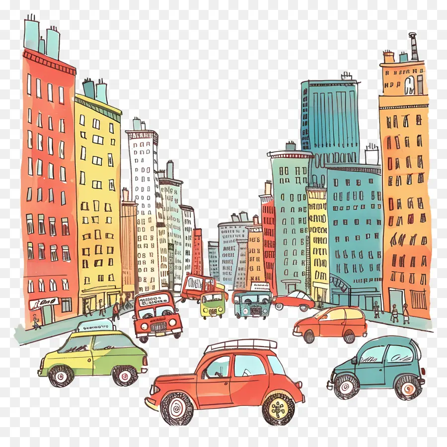 Voitures En Ville，Paysage Urbain PNG