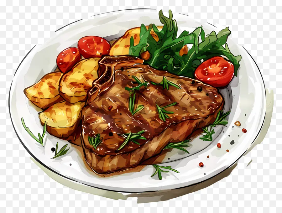 Steak，Steak Et Légumes PNG