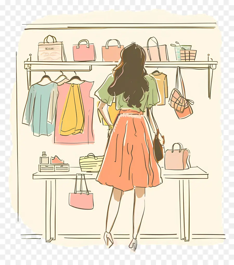 Femme Dans La Boutique De Mode，Femme Shopping PNG