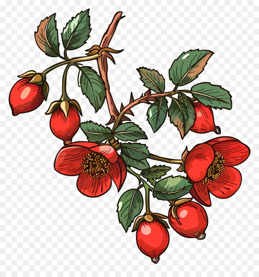 Fleurs De Rose Musquée，Fruits Rouges PNG