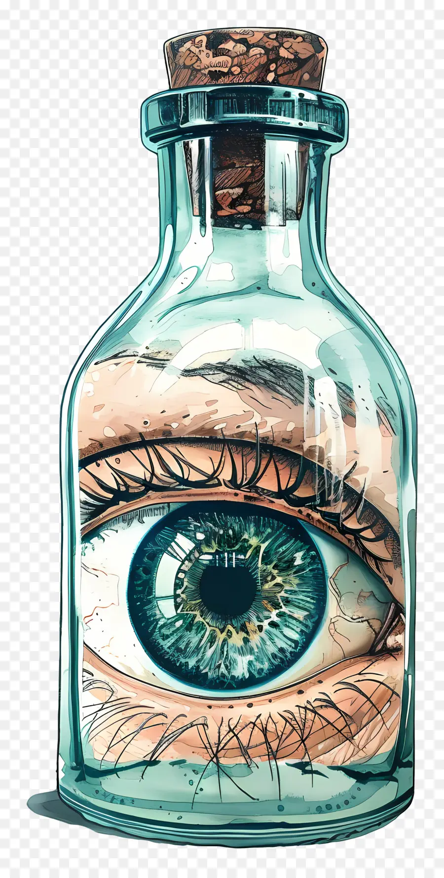 Yeux Dans Une Bouteille En Verre，œil En Bouteille PNG