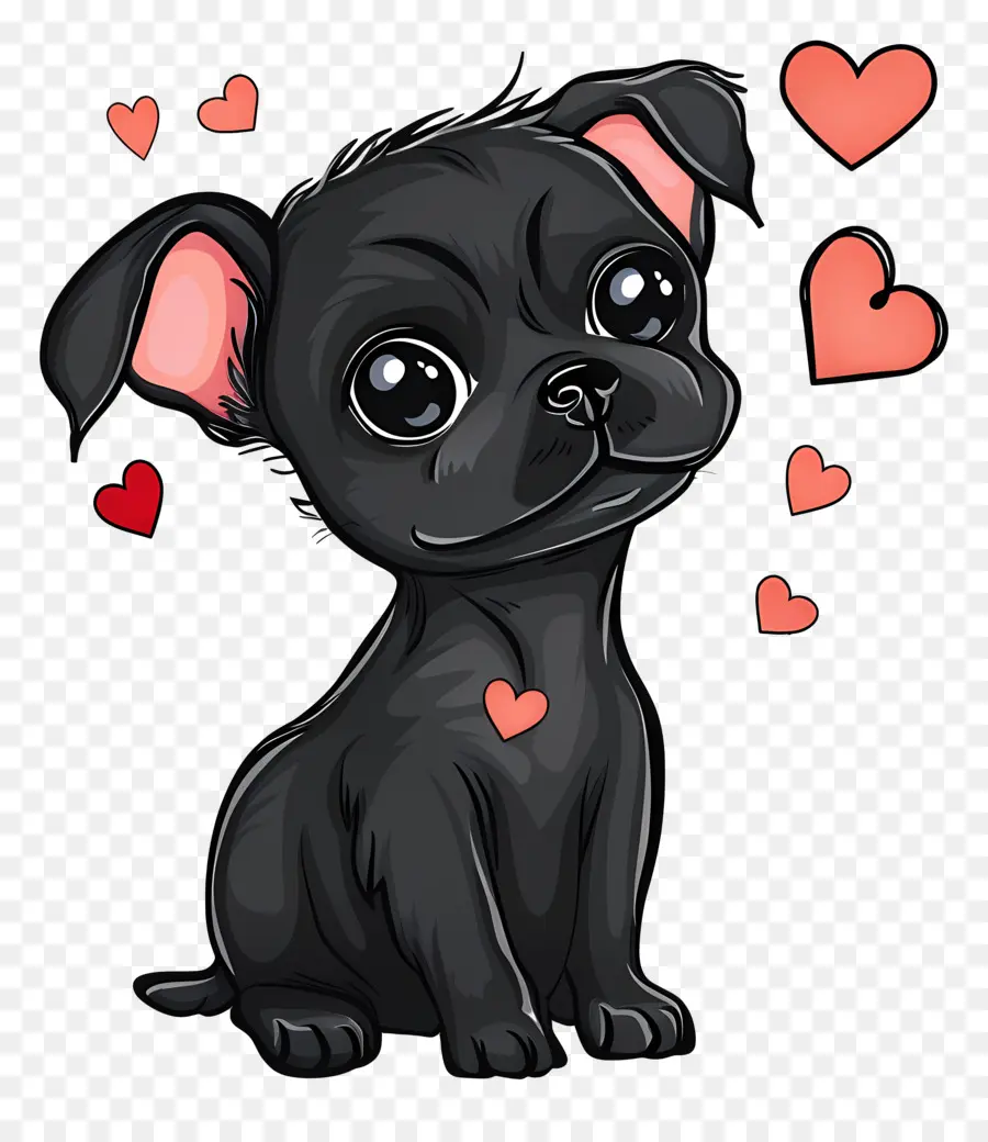 Chien De Dessin Animé，Chiot Noir PNG