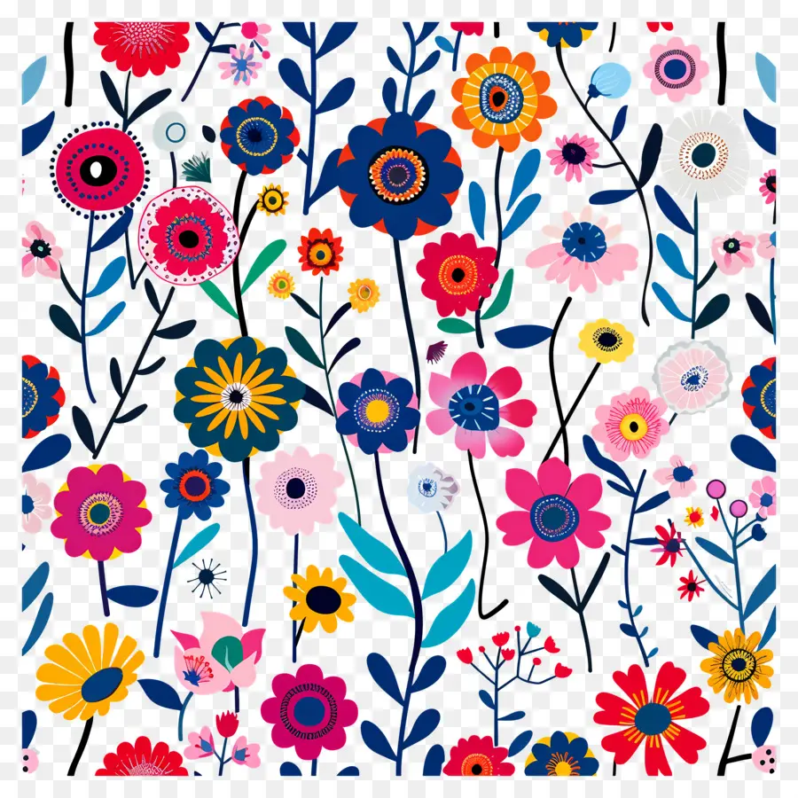 Motif De Fleurs De Printemps，Fleurs Colorées PNG