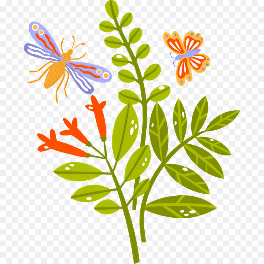 Nature Papillon，Papillons Et Plante PNG