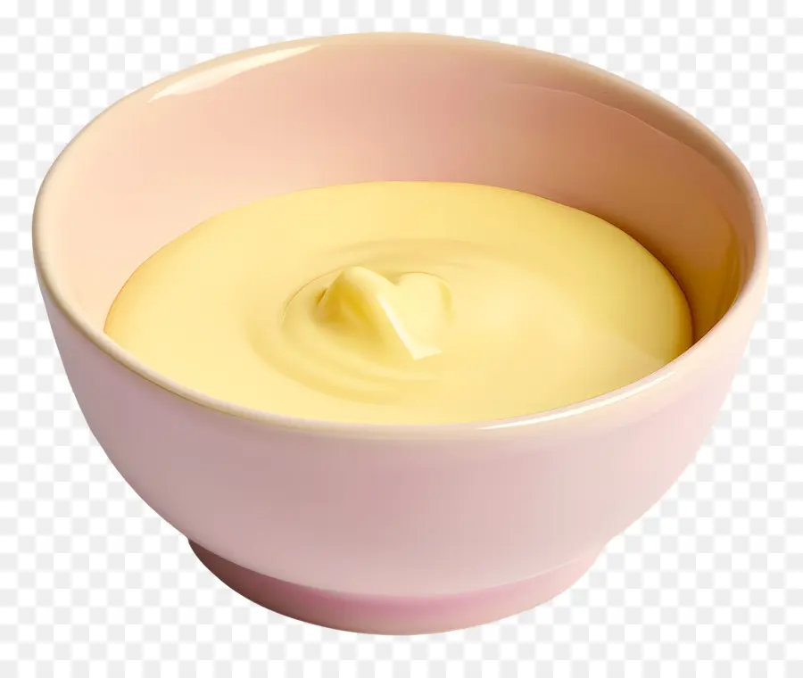 Sauce Hollandaise，Bol Rose Avec Crème Anglaise PNG