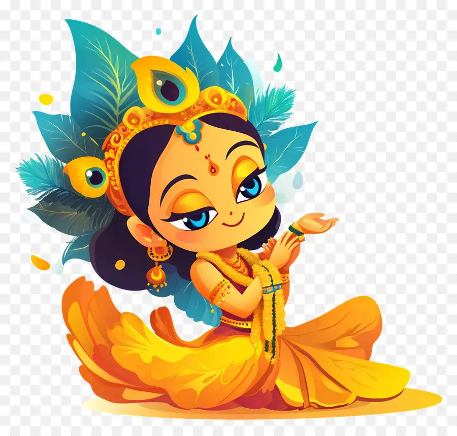 Janmashtami，Personnage Mignon En Costume Traditionnel PNG