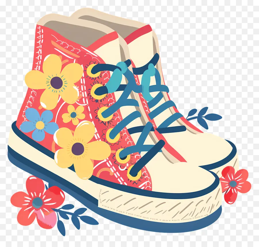 Jolies Chaussures，Baskets Fleuries PNG