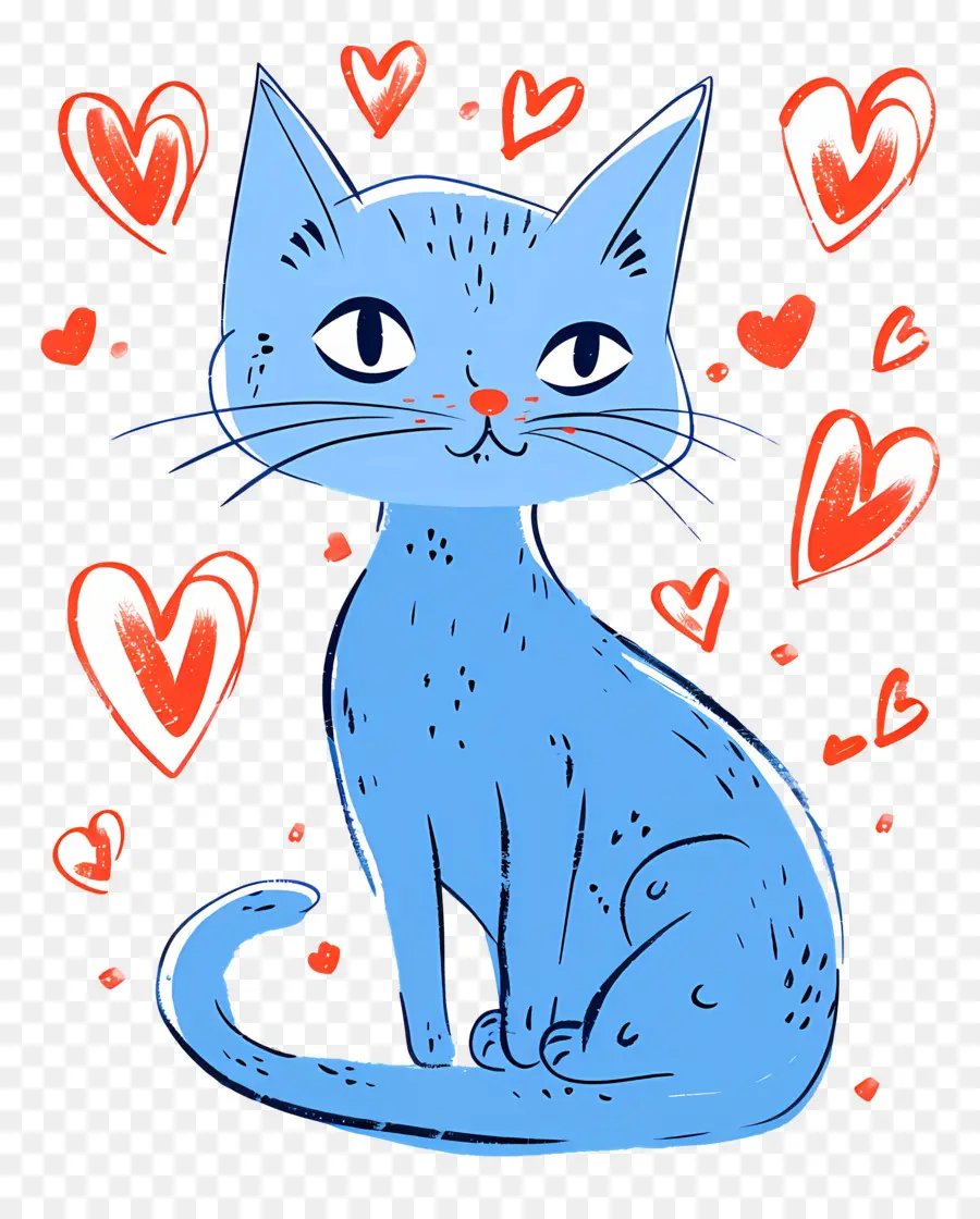 Chat De Dessin Animé，Chat Bleu PNG