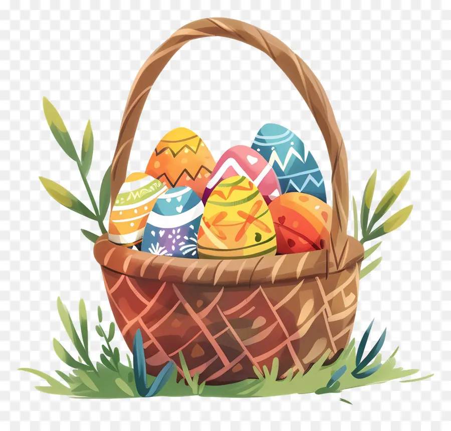 Oeufs De Pâques，Panier PNG