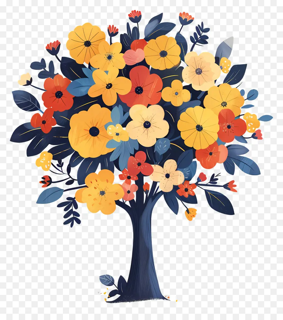 Arbre De Dessin Animé，Arbre En Fleurs PNG