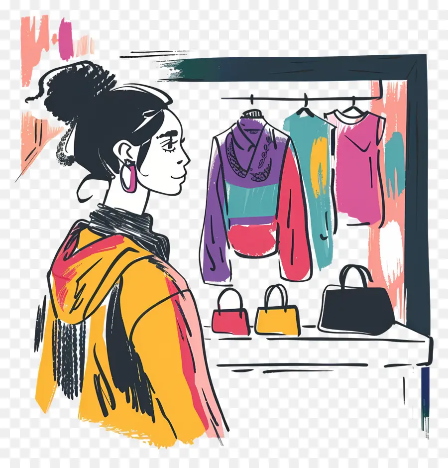 Femme Dans La Boutique De Mode，Femme Shopping PNG