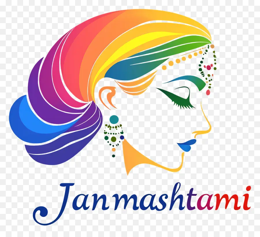 Janmashtami，Visage De Femme Coloré PNG