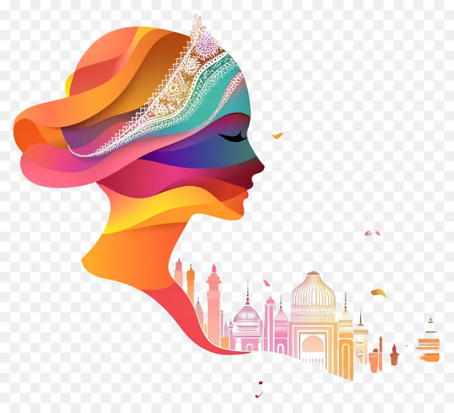 Janmashtami，Silhouette De Femme Colorée PNG