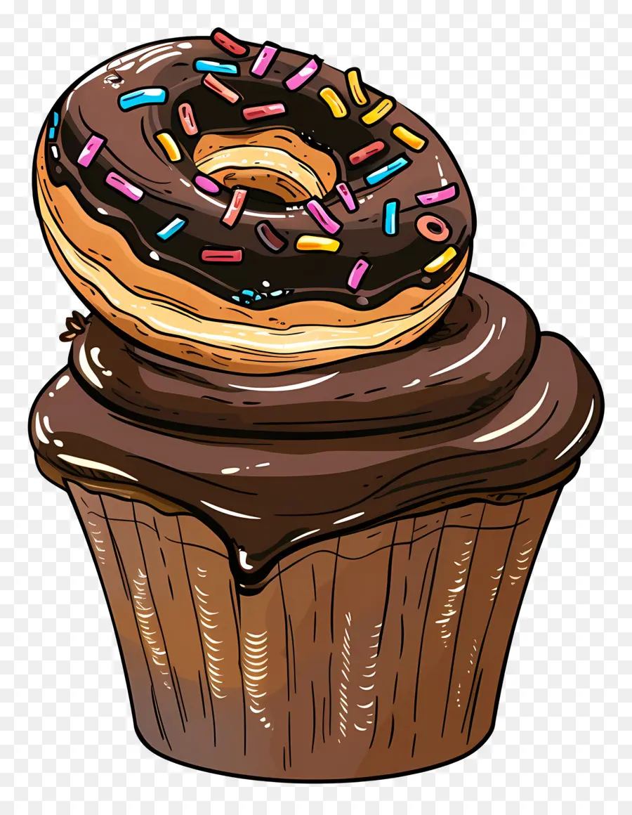 Petit Gâteau Au Chocolat，Cupcake Et Beignet PNG