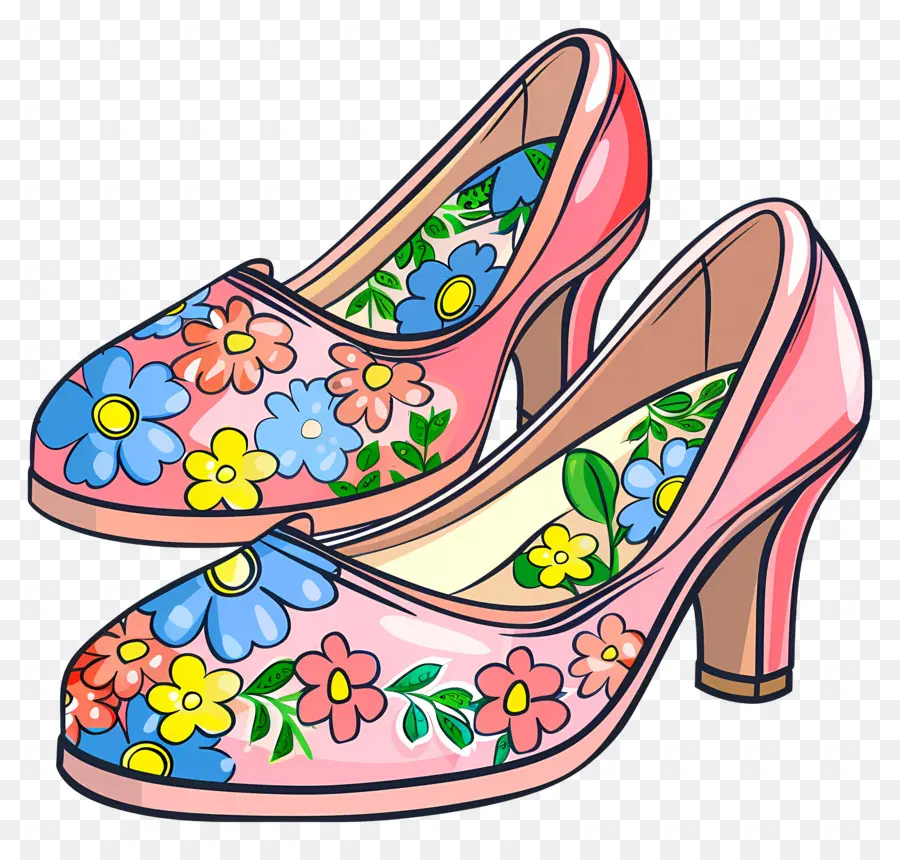 Chaussures Mignonnes，Chaussures Florales PNG