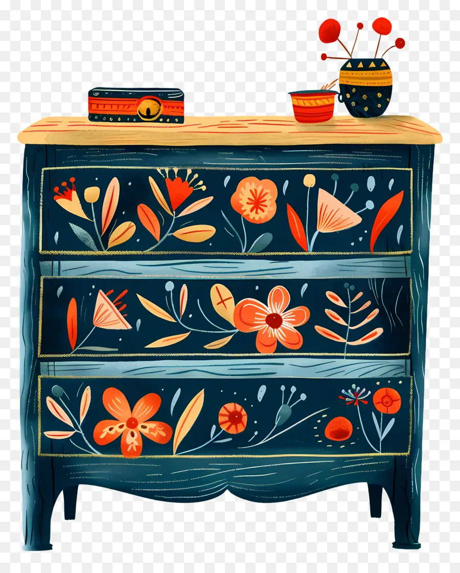 Buffet，Commode Florale PNG