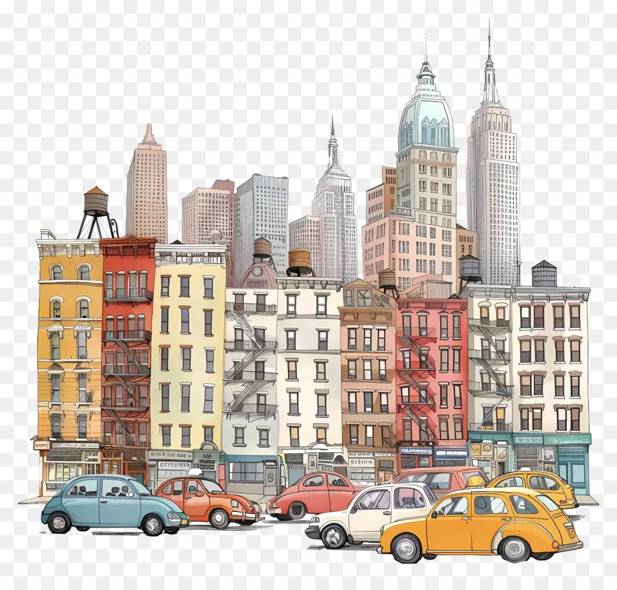 Voitures En Ville，Paysage Urbain PNG