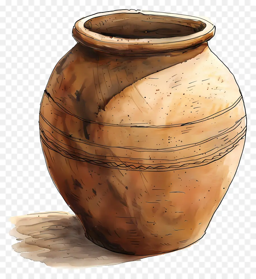 Pot En Argile，Brun PNG