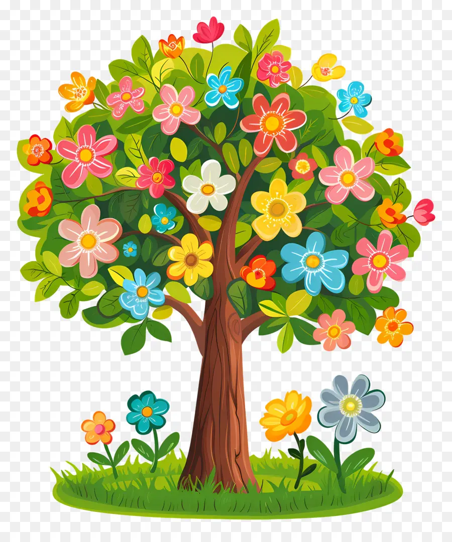 Arbre De Dessin Animé，Arbre En Fleurs PNG