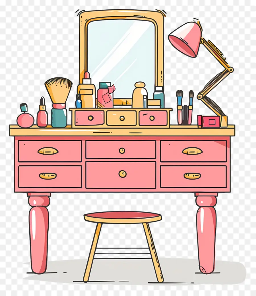 Bureau De Maquillage，Coiffeuse Rose PNG