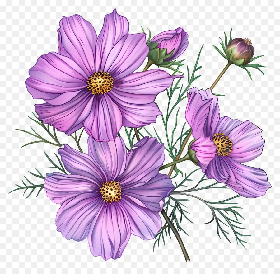 Fleurs De Cosmos，Fleur Rose PNG