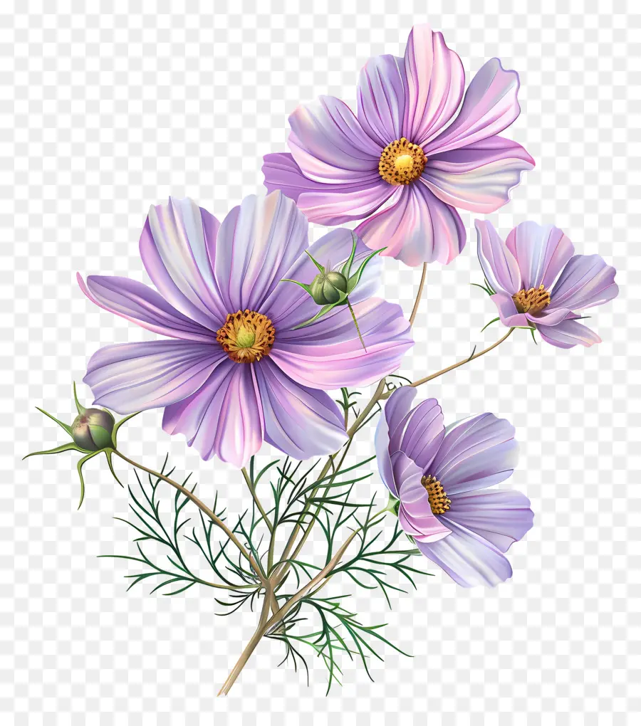 Fleurs De Cosmos，Cosmos Blanc Et Rose PNG