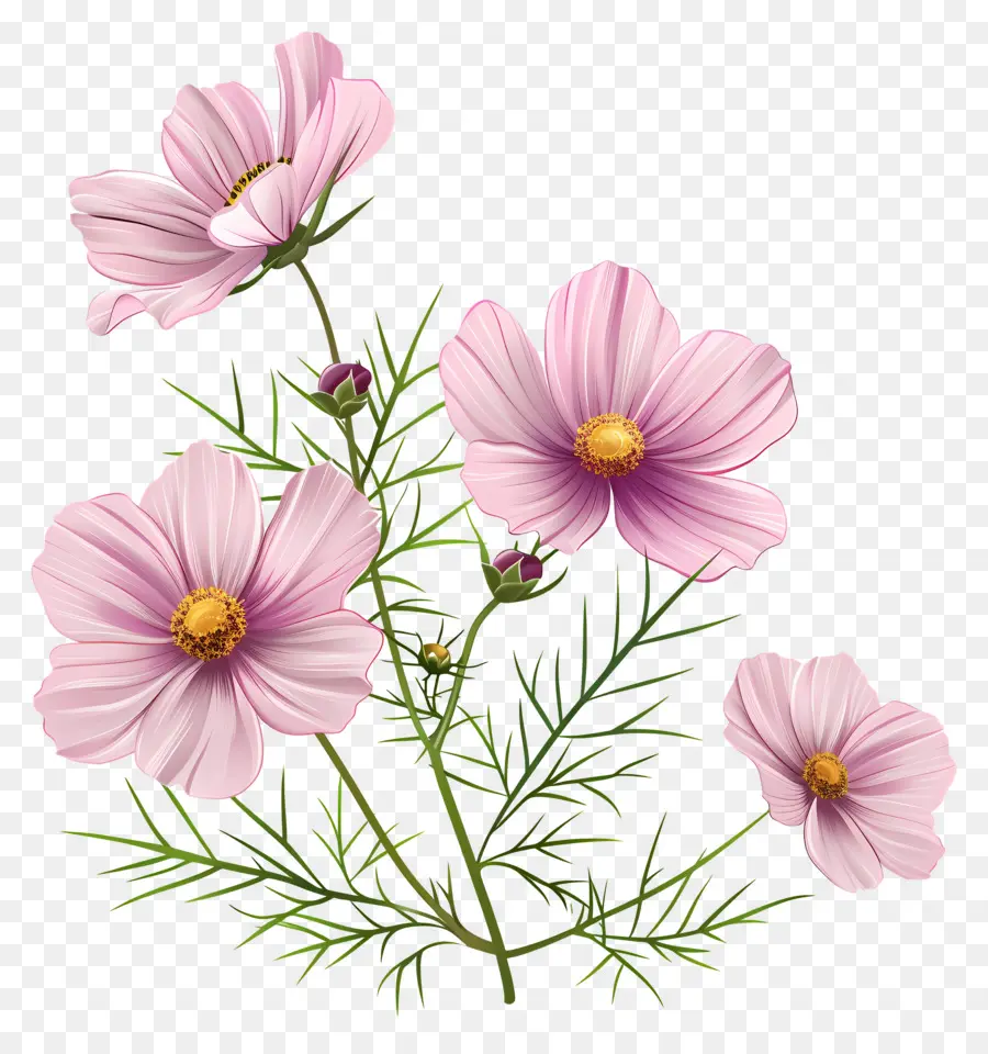 Fleurs De Cosmos，Fleurs Roses PNG