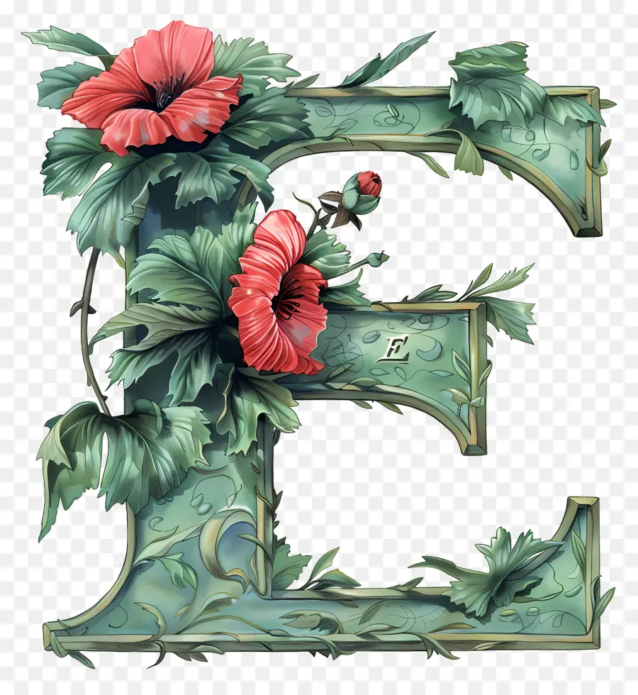 La Lettre E，Fleurs PNG